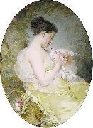 Charles Joshua Chaplin Young Girl with a Dove Sweden oil painting artist